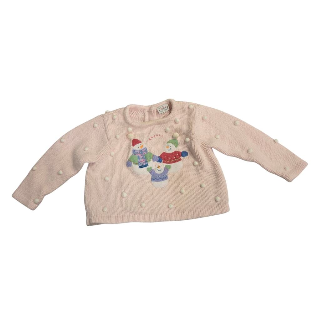 Vintage Talbots Toddler Bauble Knit Sweater Snowman Girls Size 24 M Winter